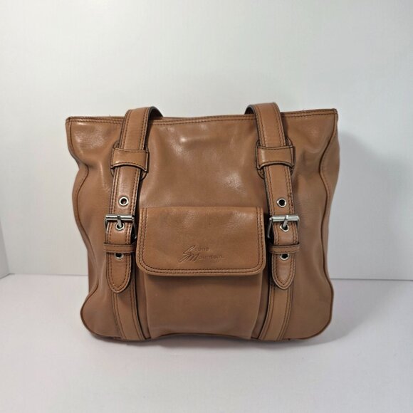 Stone Mountain Genuine Leather Tan Shoulder Bag Organizer Pockets - Picture 7 of 11